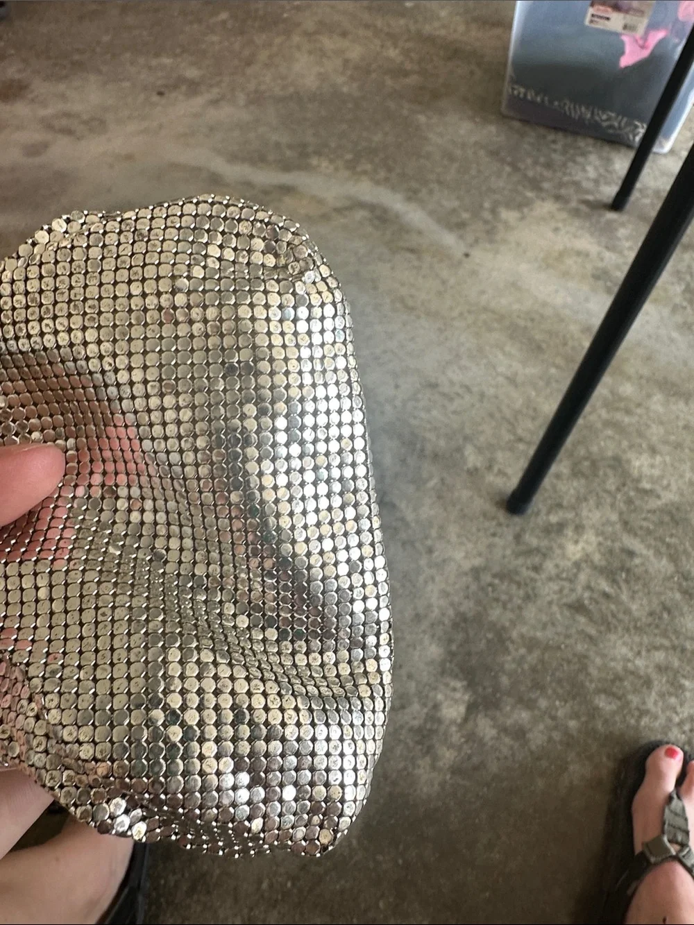 Vintage whiting & Davis Silver Mesh Evening Bag with Chain Handle